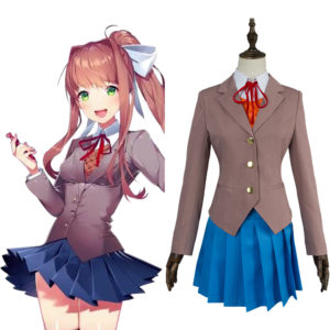 Galgame Doki Doki Literature Club Sayori Natsuki Yuri Monika Girls School Uniform Cosplay Costume