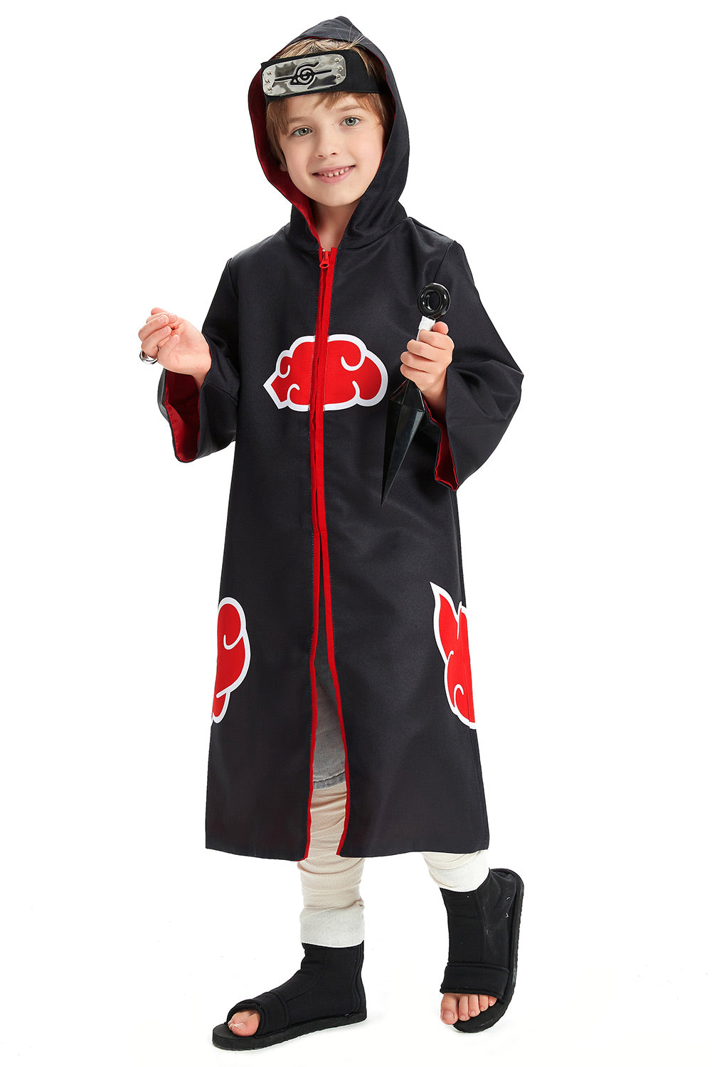Naruto Akasuki Robe avec Capuche Enfant Cosplay Costume