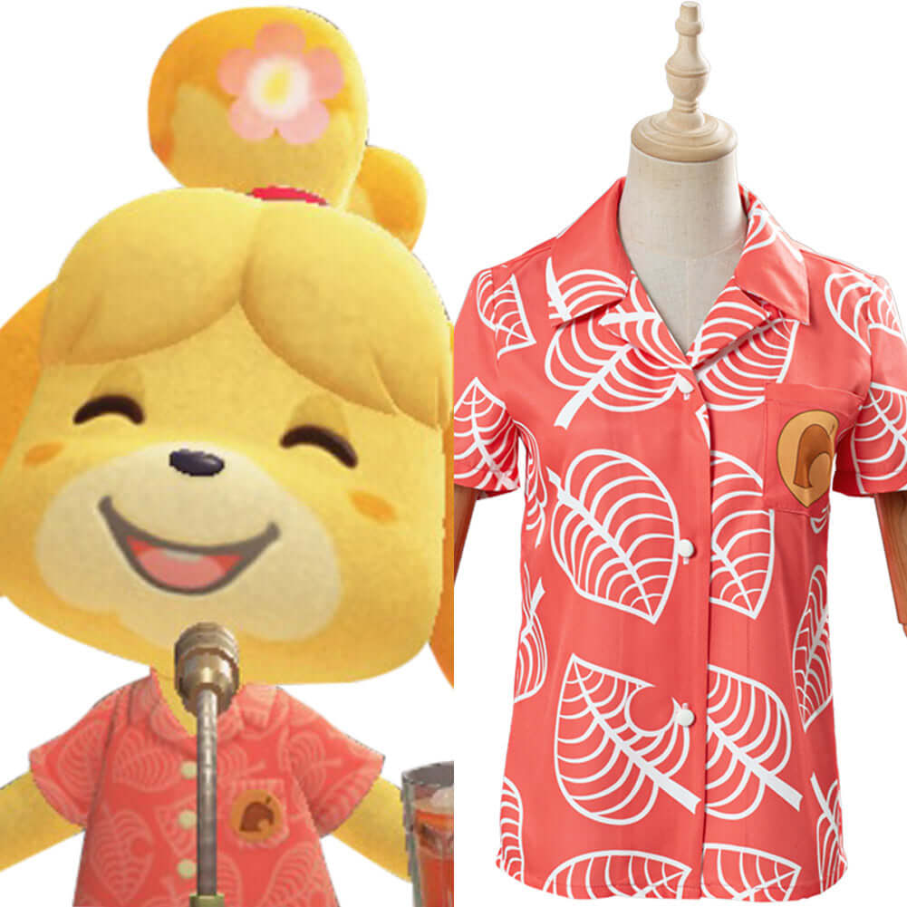 Animal Crossing Isabelle Chemise à manches courtes Cosplay Costume