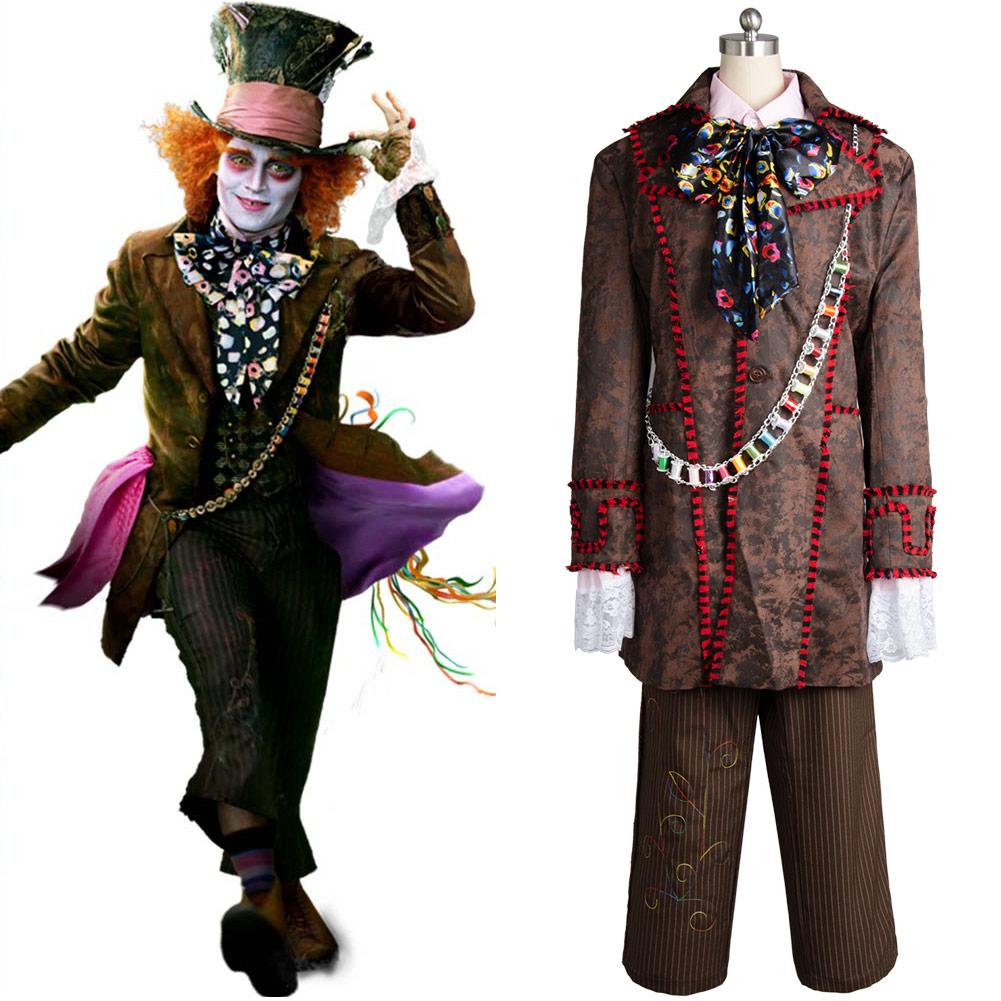 Alice au pays des merveilles Johnny Depp Tenue 6 pièces Cosplay Costume