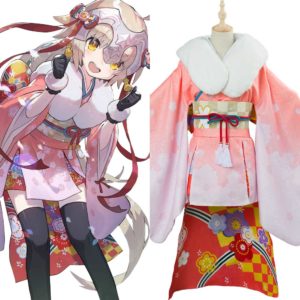 Fate Grand Order Jeanne d'Arc Santa Lily Kimono Cosplay Costume
