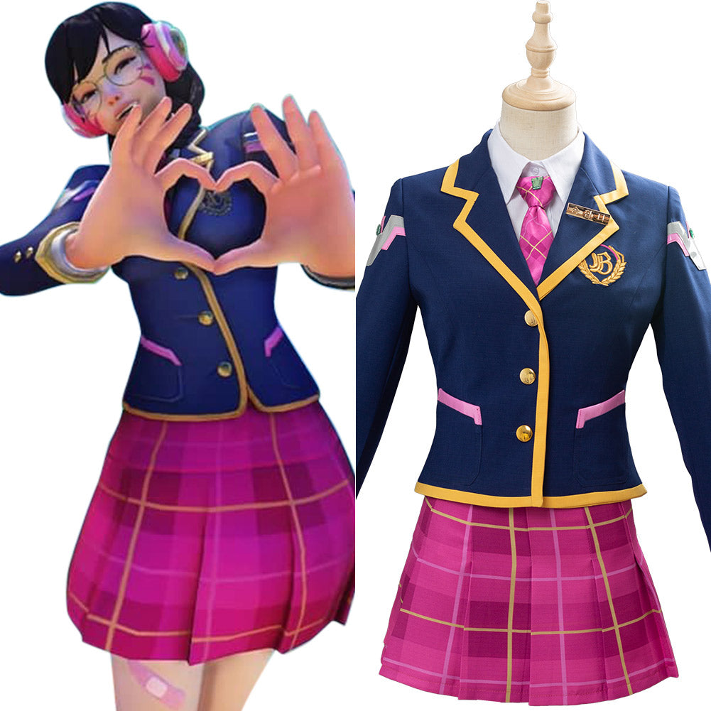 Overwatch D.VA Hana Song Academy D.VA Schoolgirl Skin Cosplay Costume Ver.2