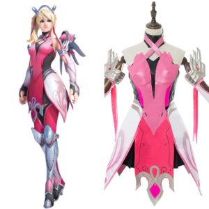 Overwatch Ange Rose Pink Mercy Skin Cosplay Costume