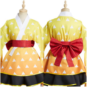 Kimetsu no Yaiba Agatsuma Zenitsu Lolita Robe Cosplay Costume