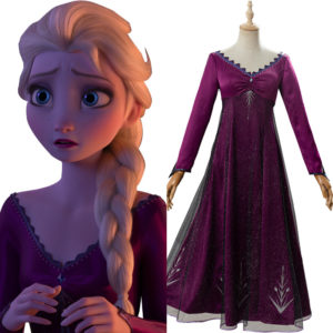 La Reine des neiges 2 Frozen Elsa Robe Pourpre Cosplay Costume